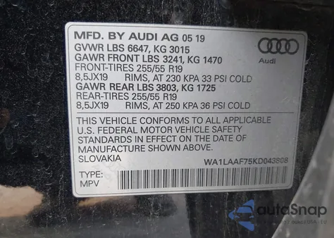 2019 Audi Q7 55 Premium/55 Se Premium from USA, damaged, VIN WA1LAAF75KD043808